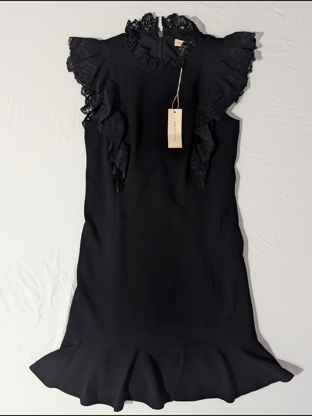 New With Tags Rebecca Taylor Women's Sleeveless Ruffle Suit Dress Black Size 0